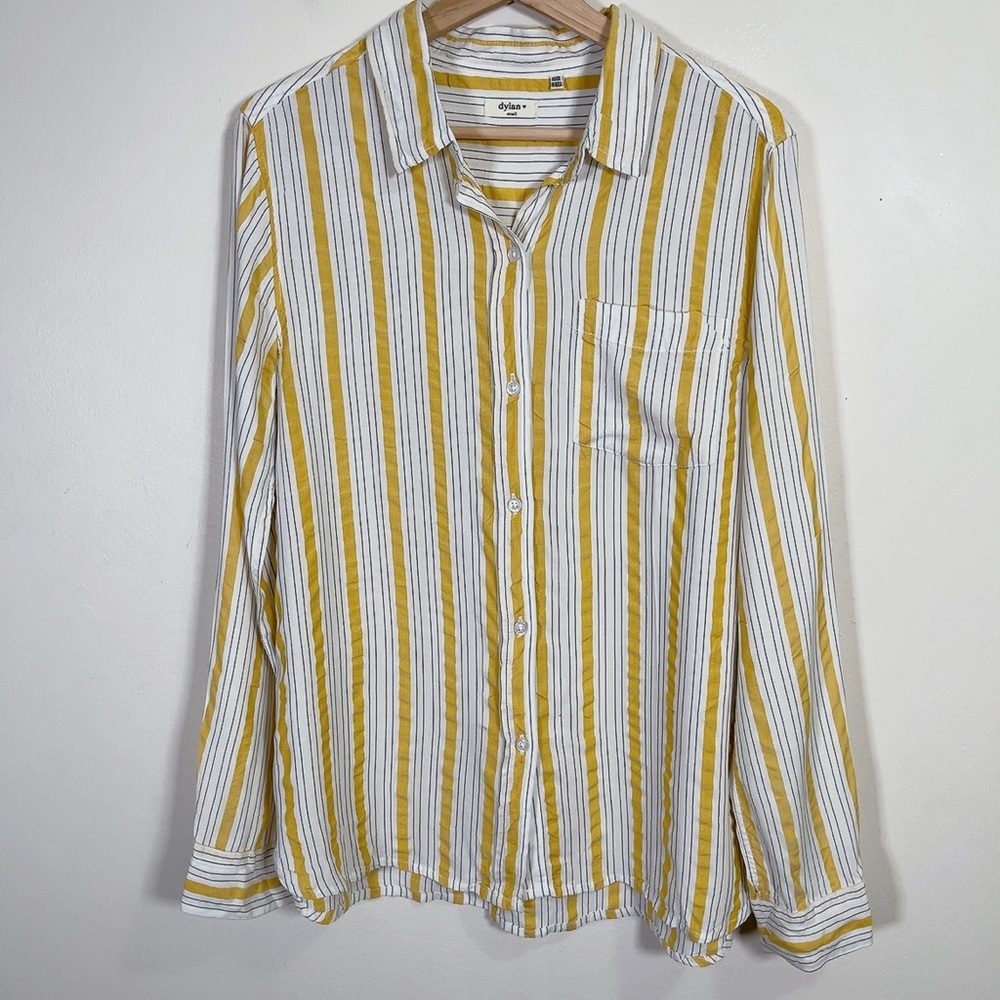 DYLAN | LONG SLEEVE YELLOW STRIP BUTTON DOWN SHIRT